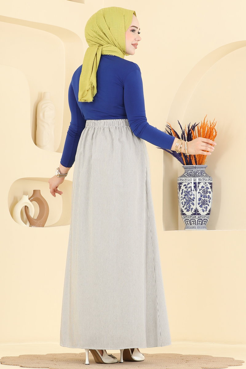 Viscose Skirt with Pockets - Grey