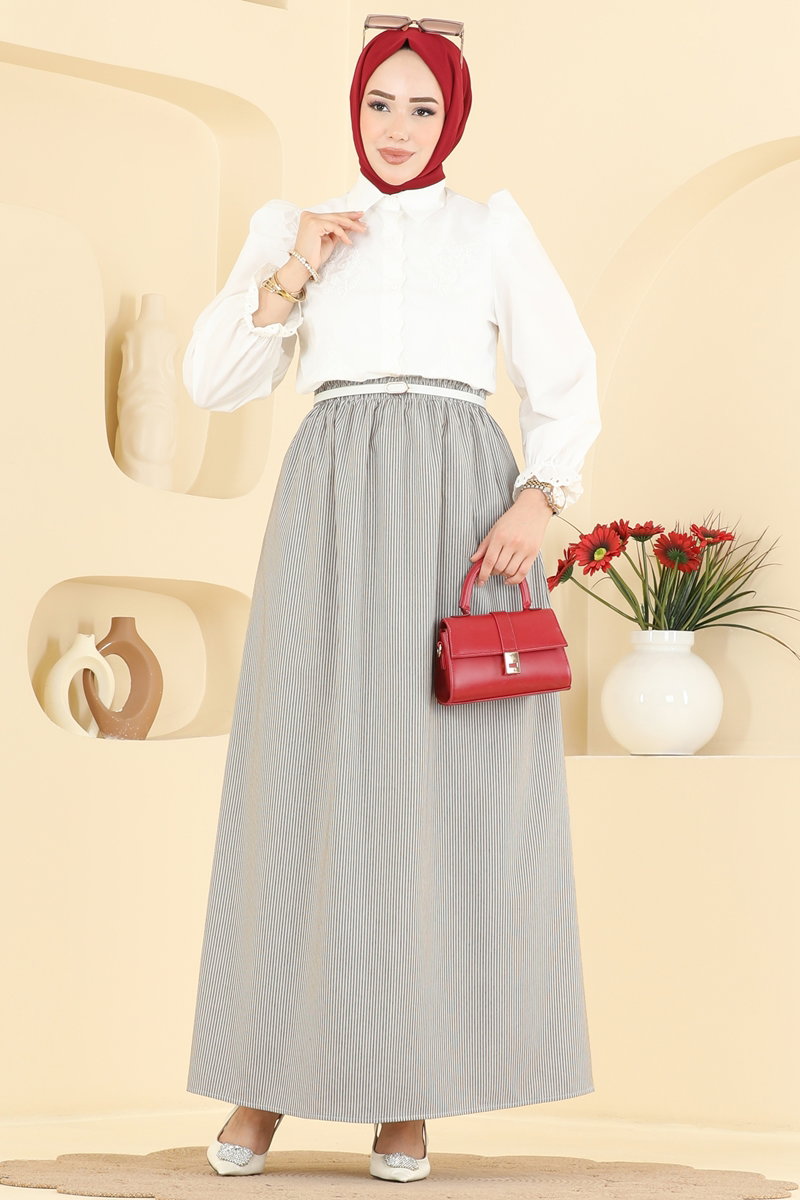 Viscose Skirt with Pockets - Black