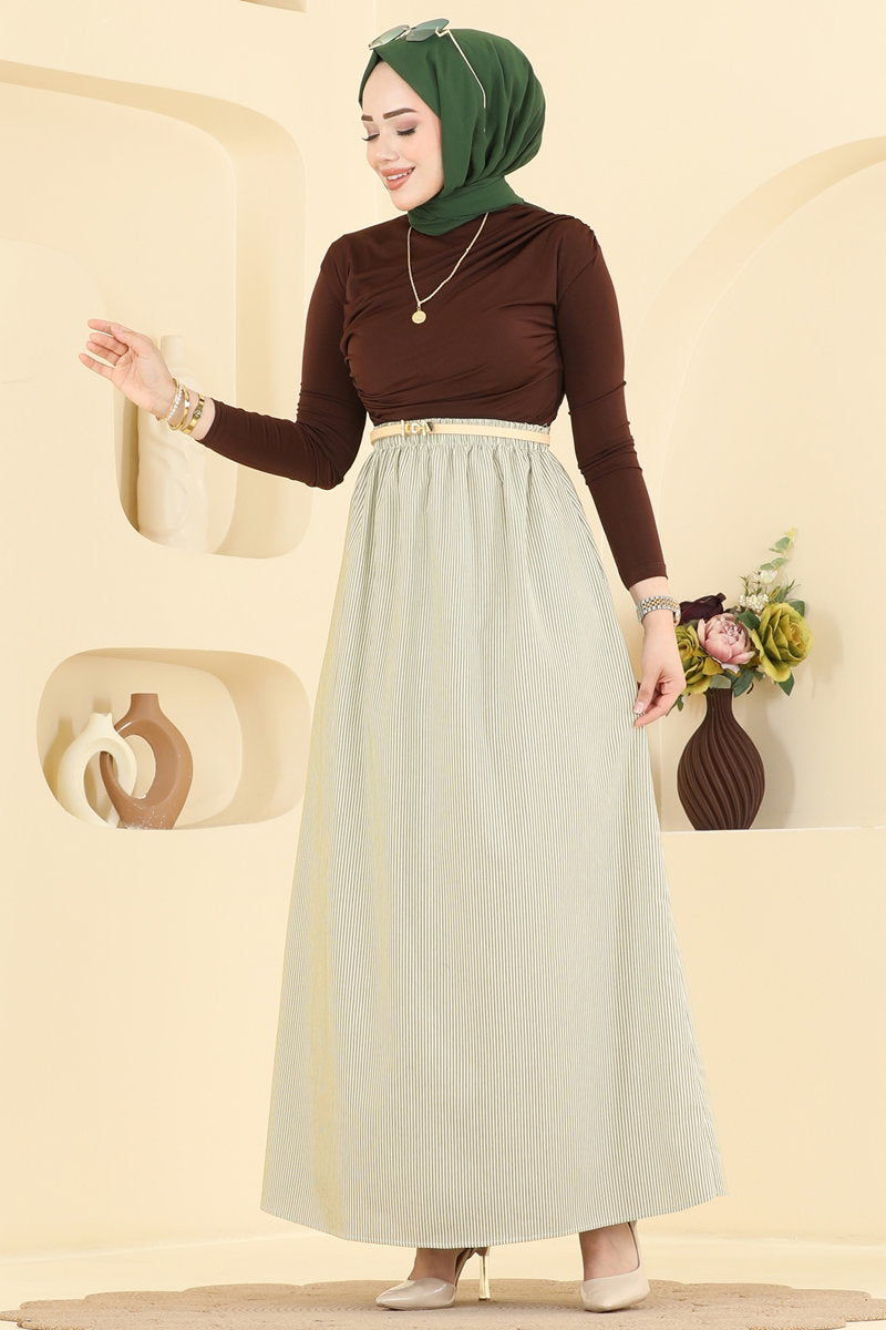 Viscose Skirt with Pockets - Green