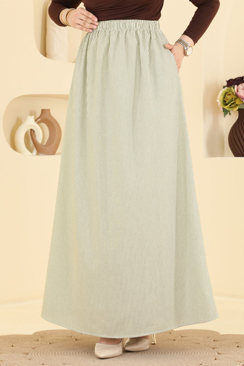 Viscose Skirt with Pockets - Green