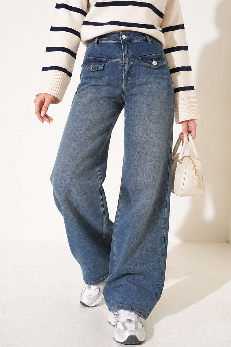 Jeans with Flap Pockets - Brown Wash