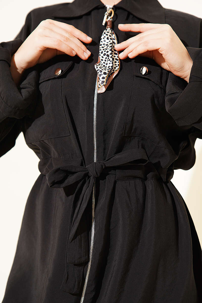 Modal Set with Flap Pockets and Drawstring Waist - Black