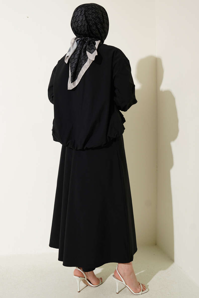 Parachute Skirt Set with Flap Pockets - Black