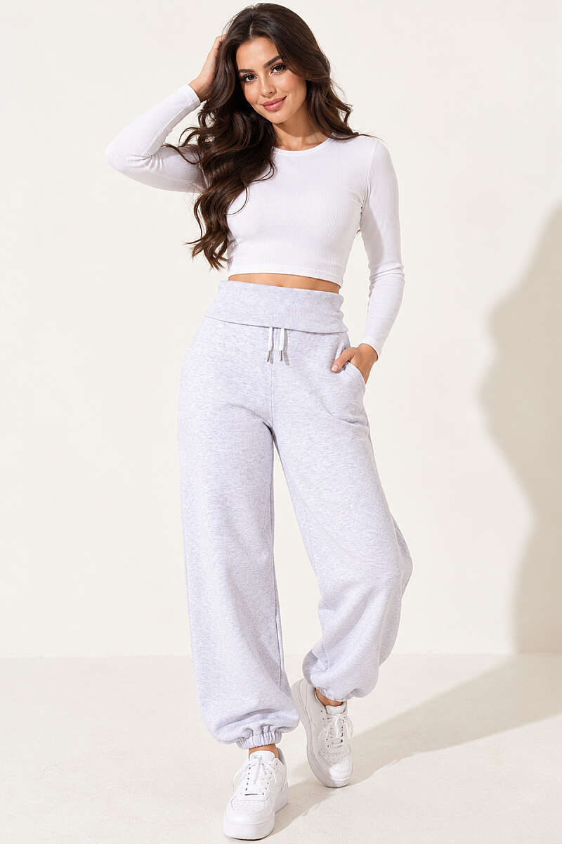 Brushed Trousers with Pockets - Grey