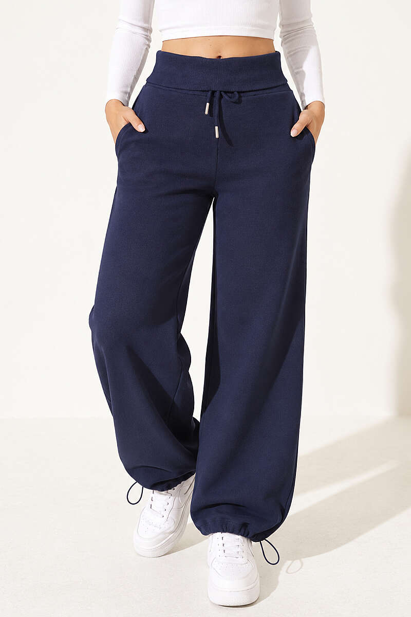 Brushed Trousers with Pockets - Navy