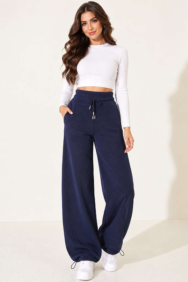 Brushed Trousers with Pockets - Navy