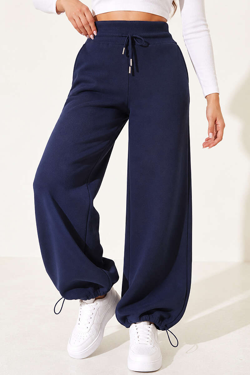 Brushed Trousers with Pockets - Navy