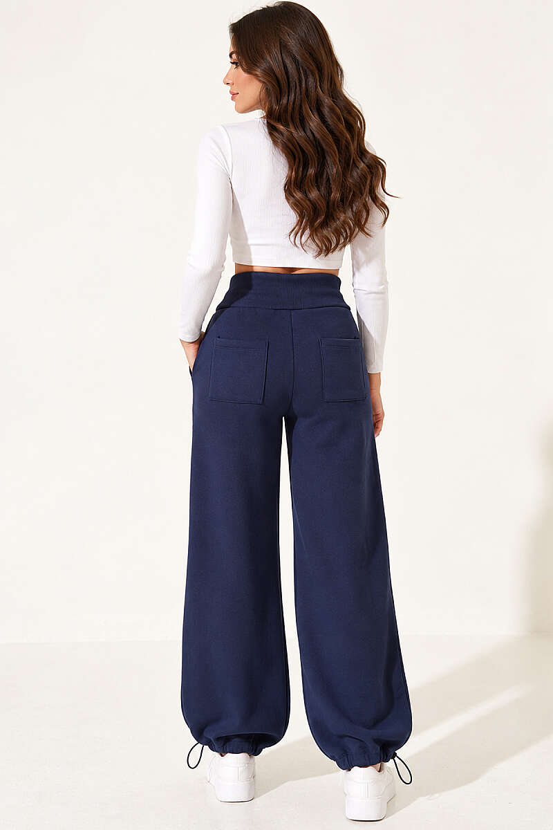 Brushed Trousers with Pockets - Navy