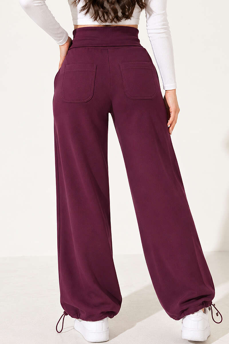 Brushed Trousers with Pockets - Plum