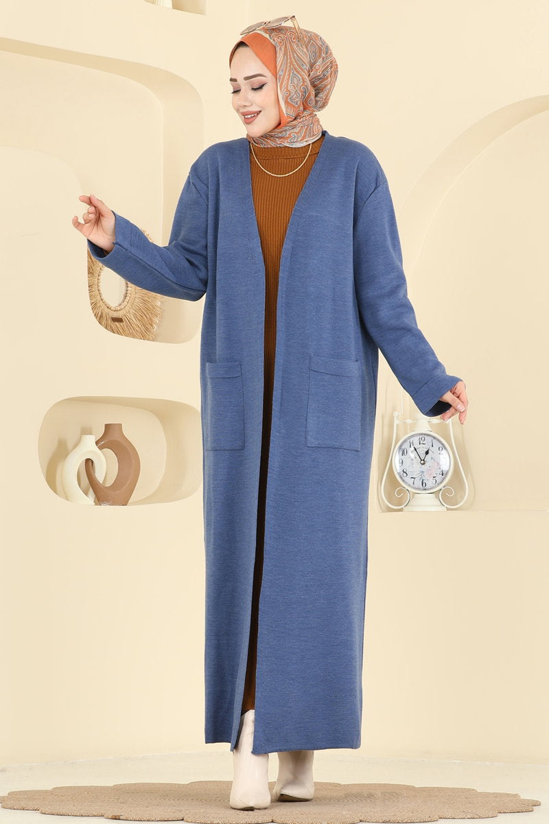 Knit Cardigan with Pockets - Indigo
