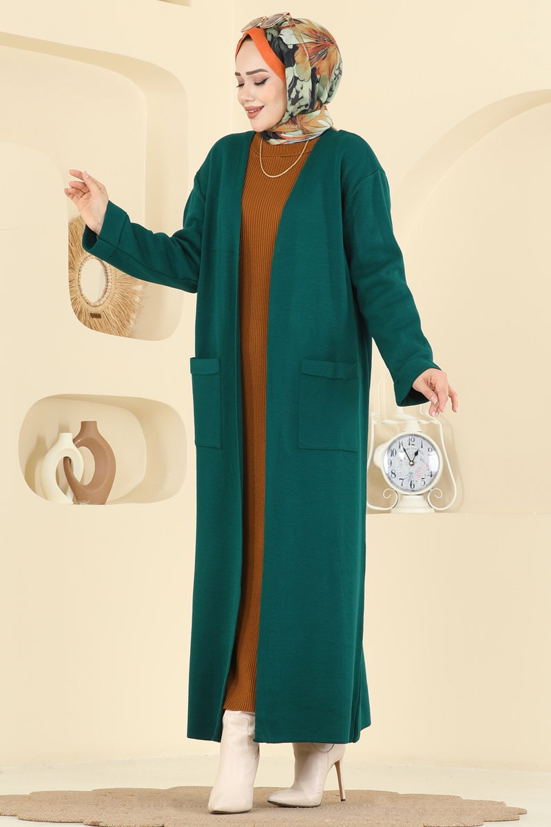 Knit Cardigan with Pockets - Teal