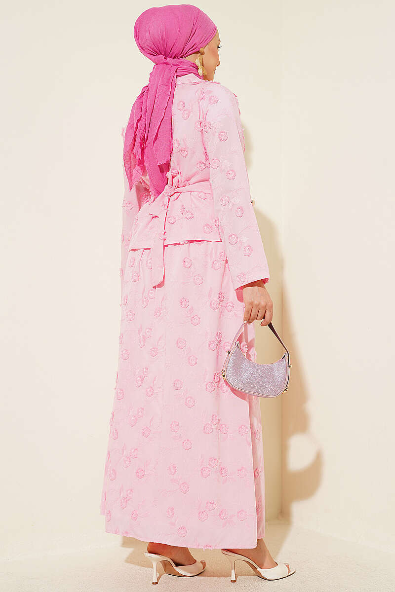 Belted Floral Broderie Skirt Set - Pink