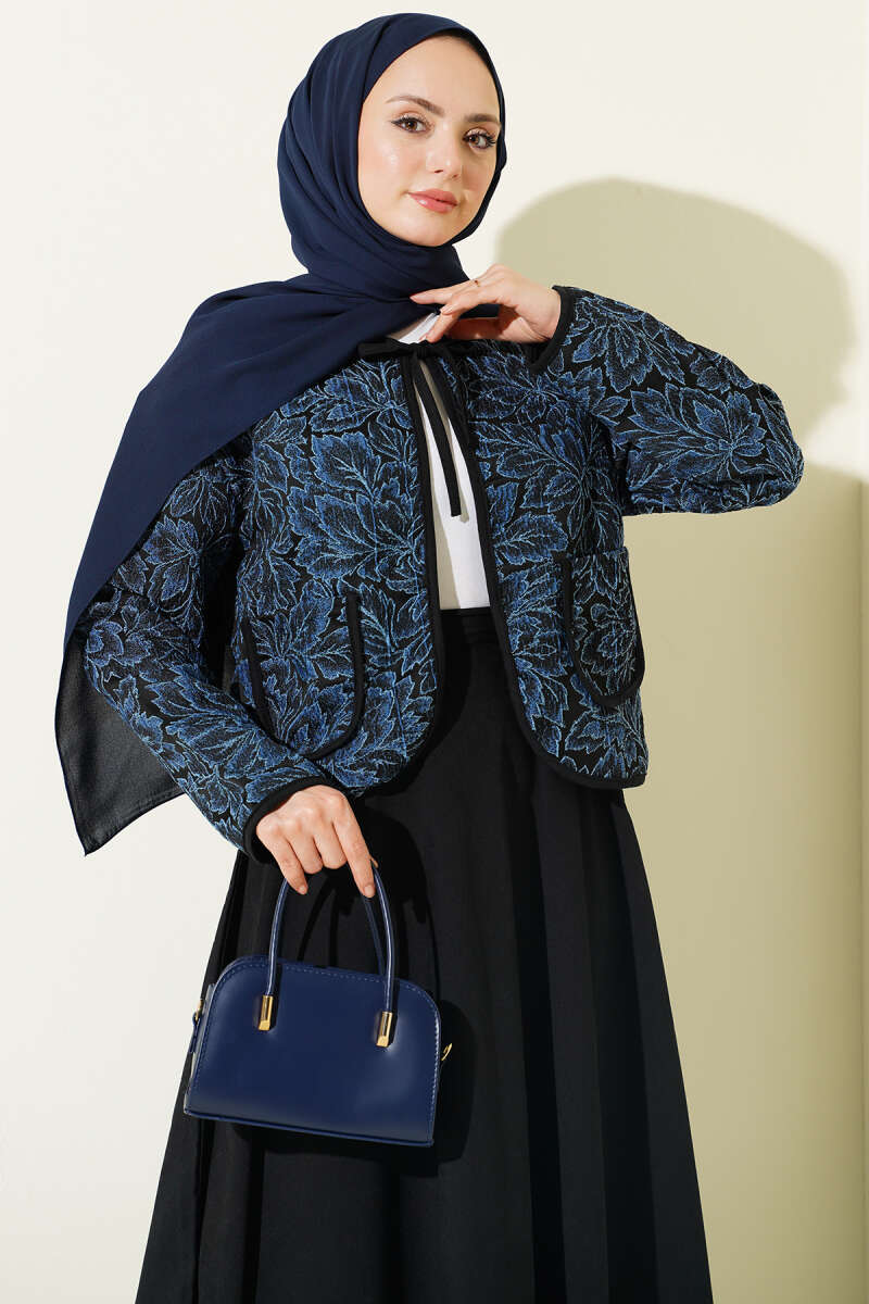 Floral Jacket and Skirt Set - Blue