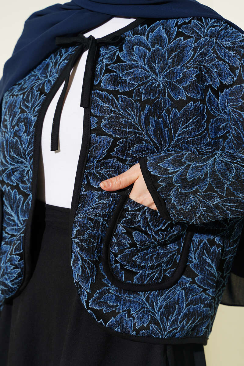 Floral Jacket and Skirt Set - Blue