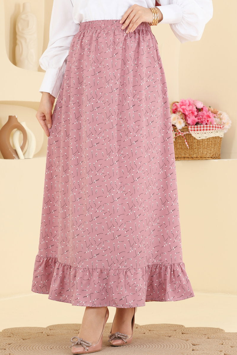 Floral-Print Skirt - Dusty Rose