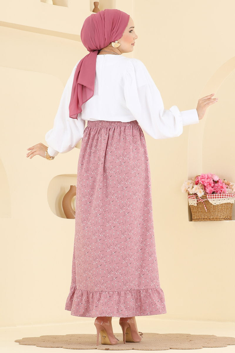 Floral-Print Skirt - Dusty Rose