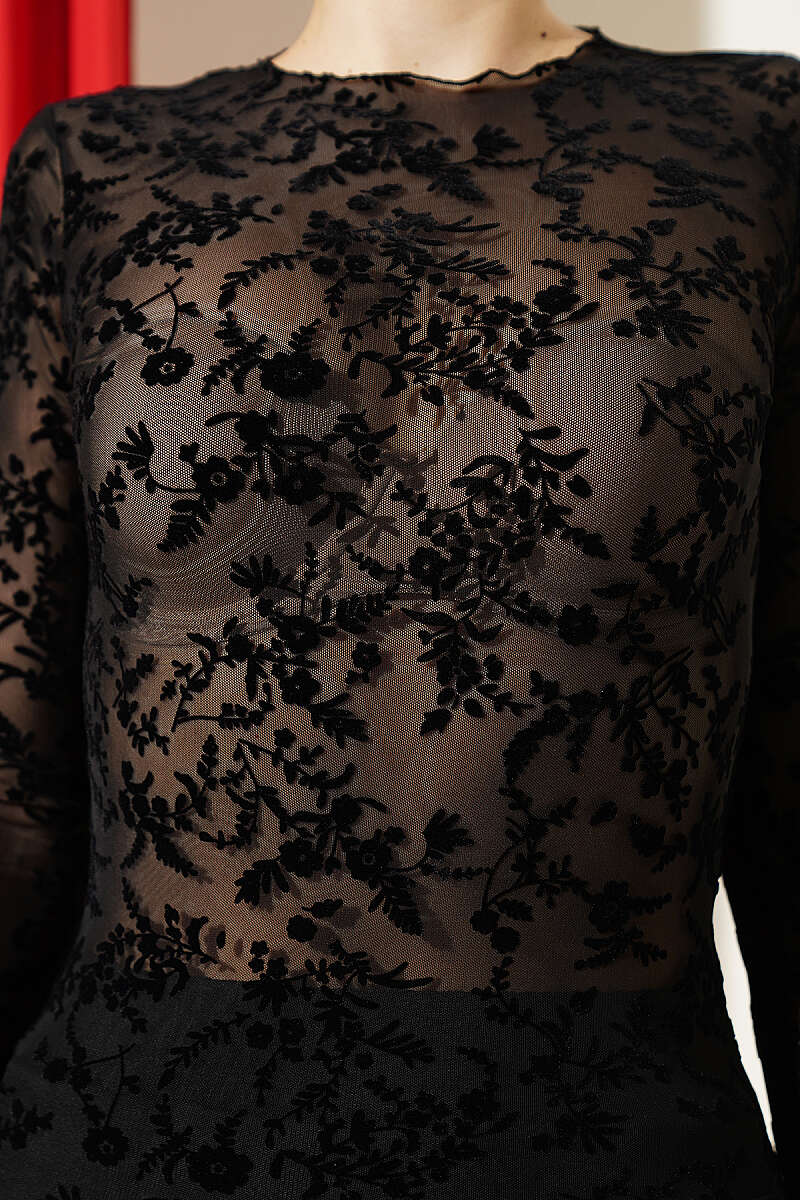 Floral Lace Blouse - Black
