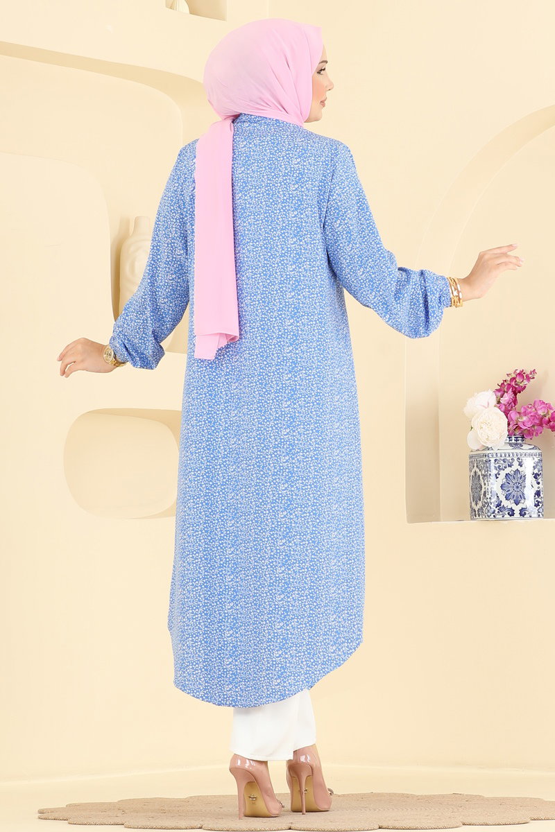 Floral Woven Tunic - Blue