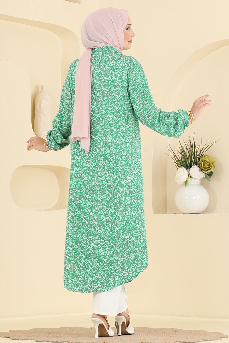 Floral Woven Tunic - Green
