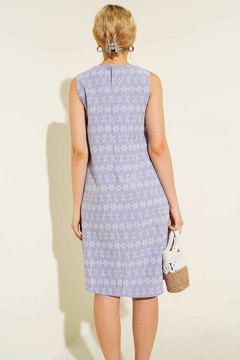 Sleeveless Floral Midi Dress - Lilac