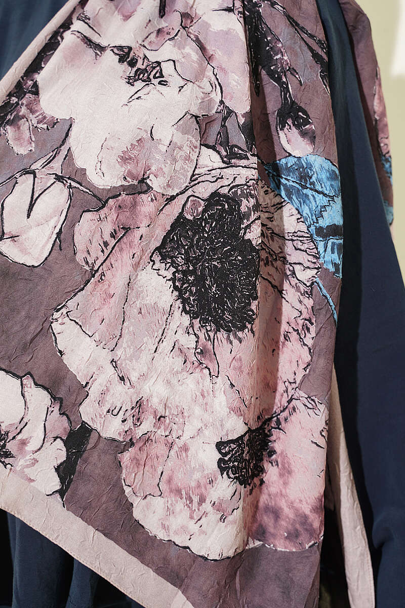 Floral Modal Crinkle Shawl - Beige