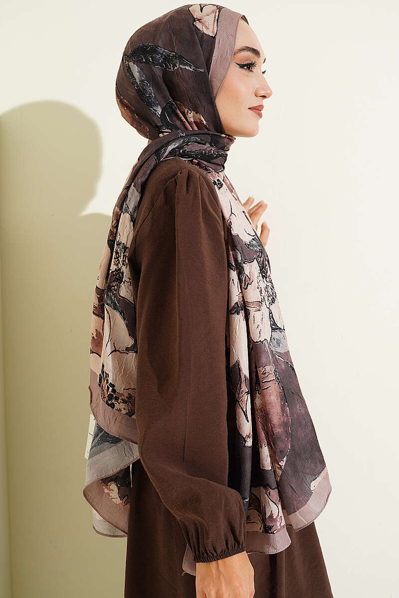 Floral Modal Crinkle Shawl - Sand