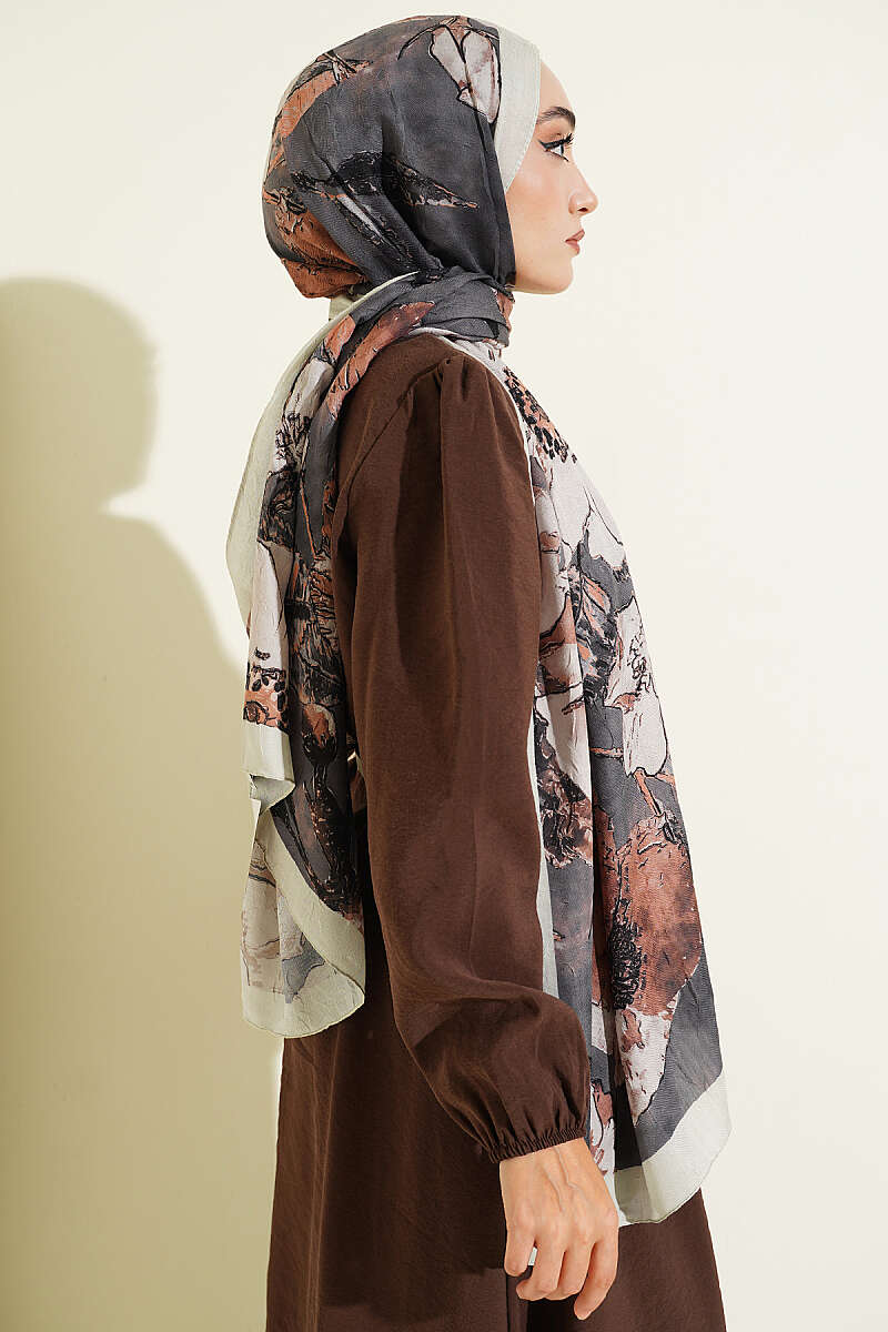 Floral Modal Crinkle Shawl - Aqua Green