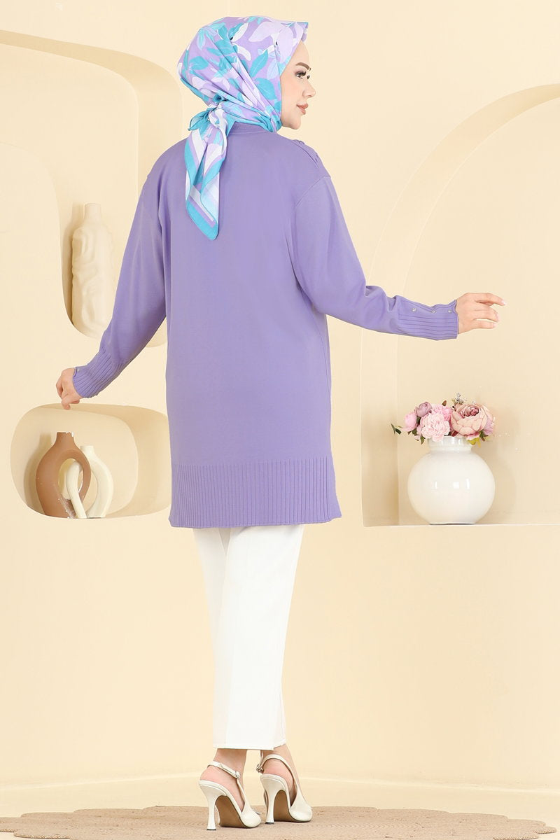 Floral Mercerised Tunic - Lilac
