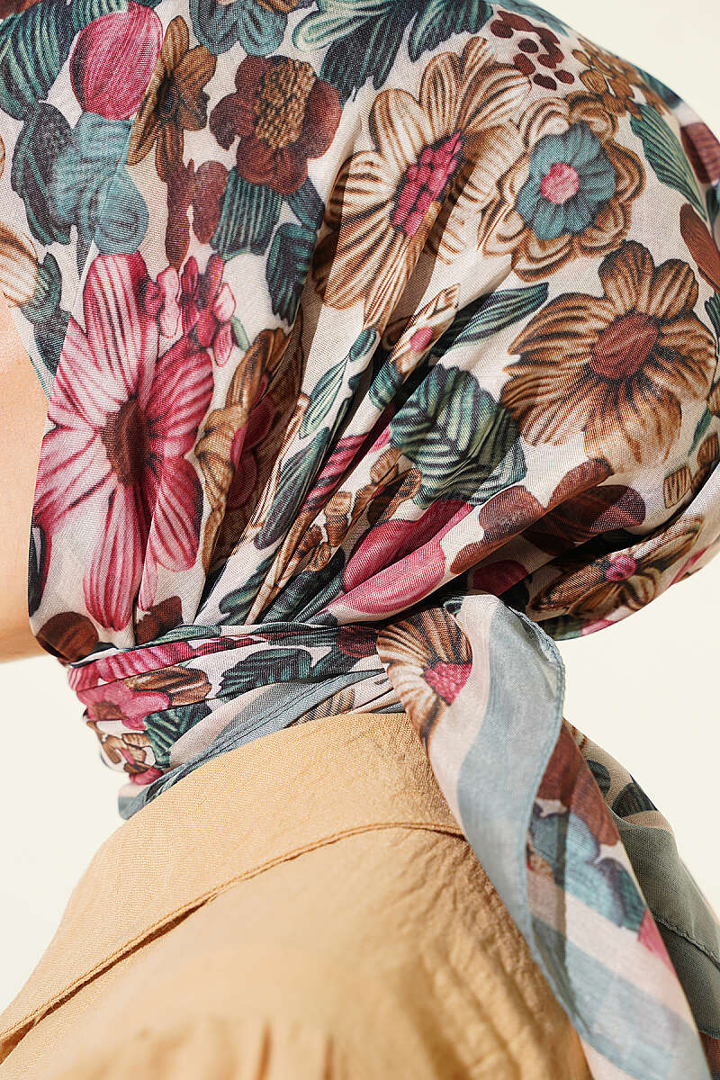Floral Soft Scarf - Mint