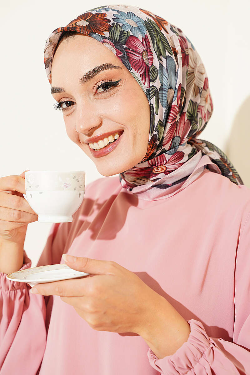 Floral Soft Scarf - Powder