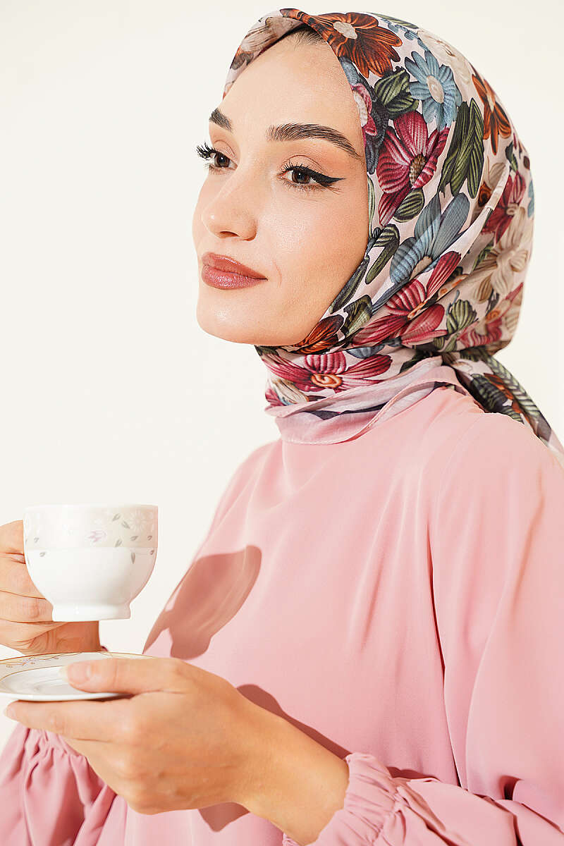 Floral Soft Scarf - Powder