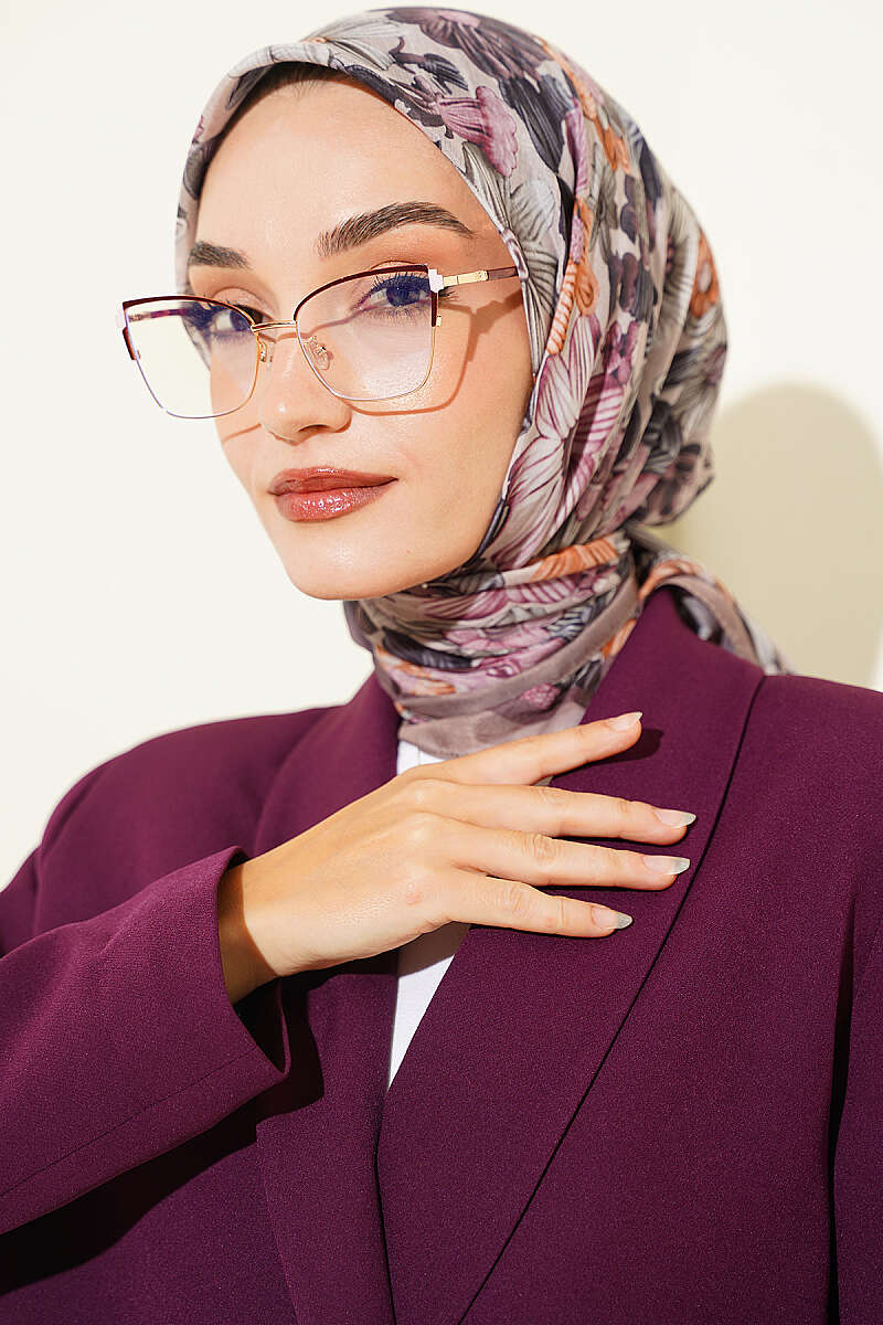 Floral Soft Scarf - Mink