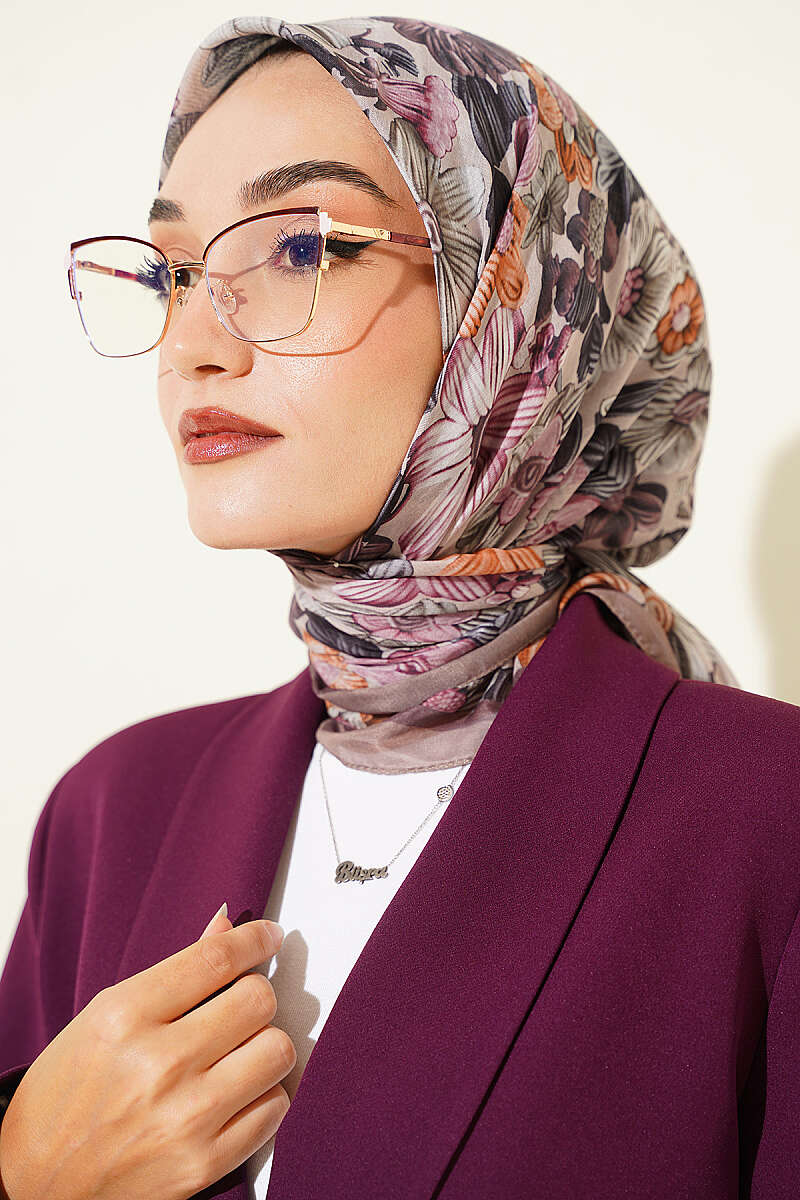 Floral Soft Scarf - Mink