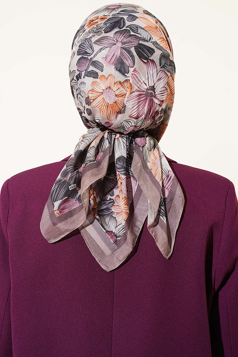 Floral Soft Scarf - Mink