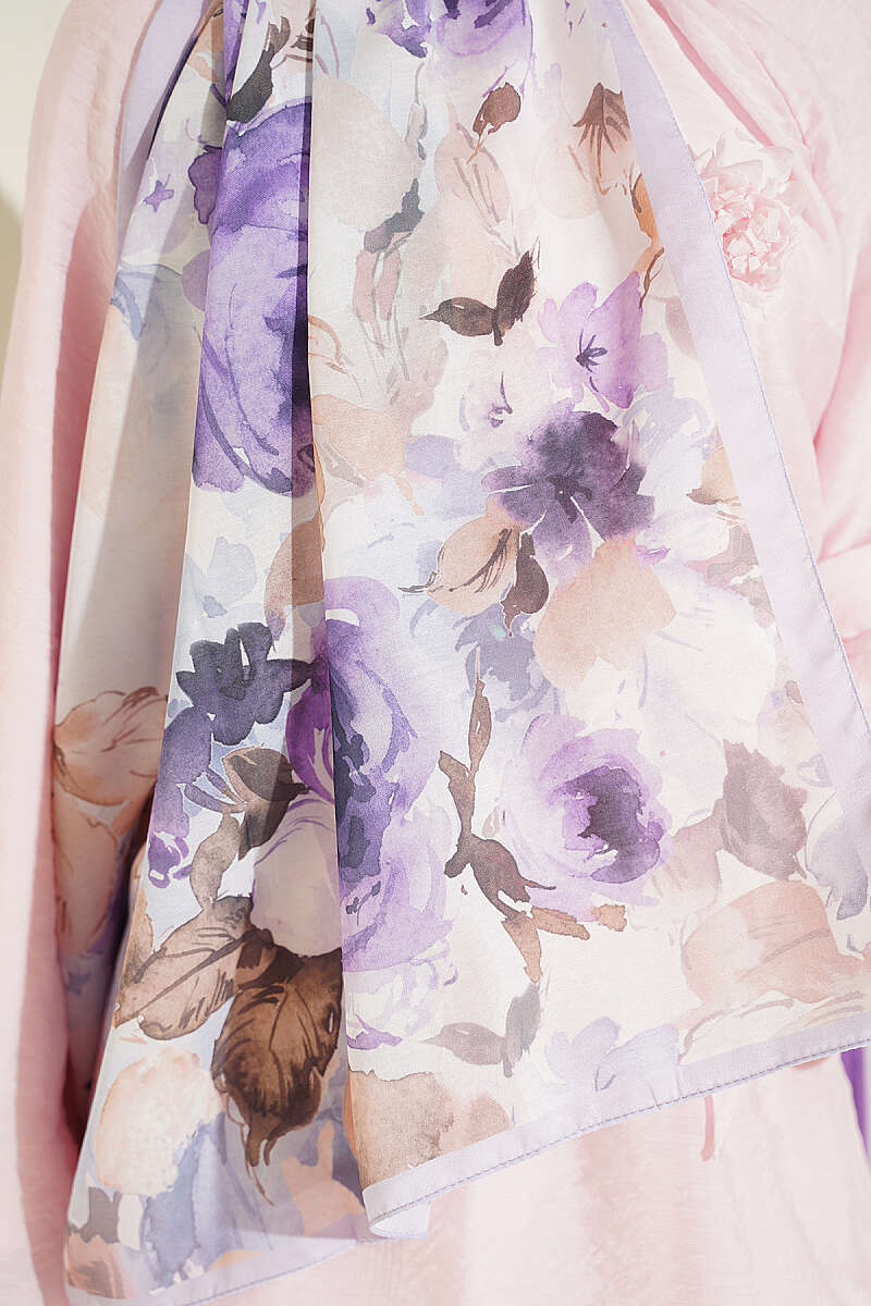 Floral Soft Shawl - Lilac