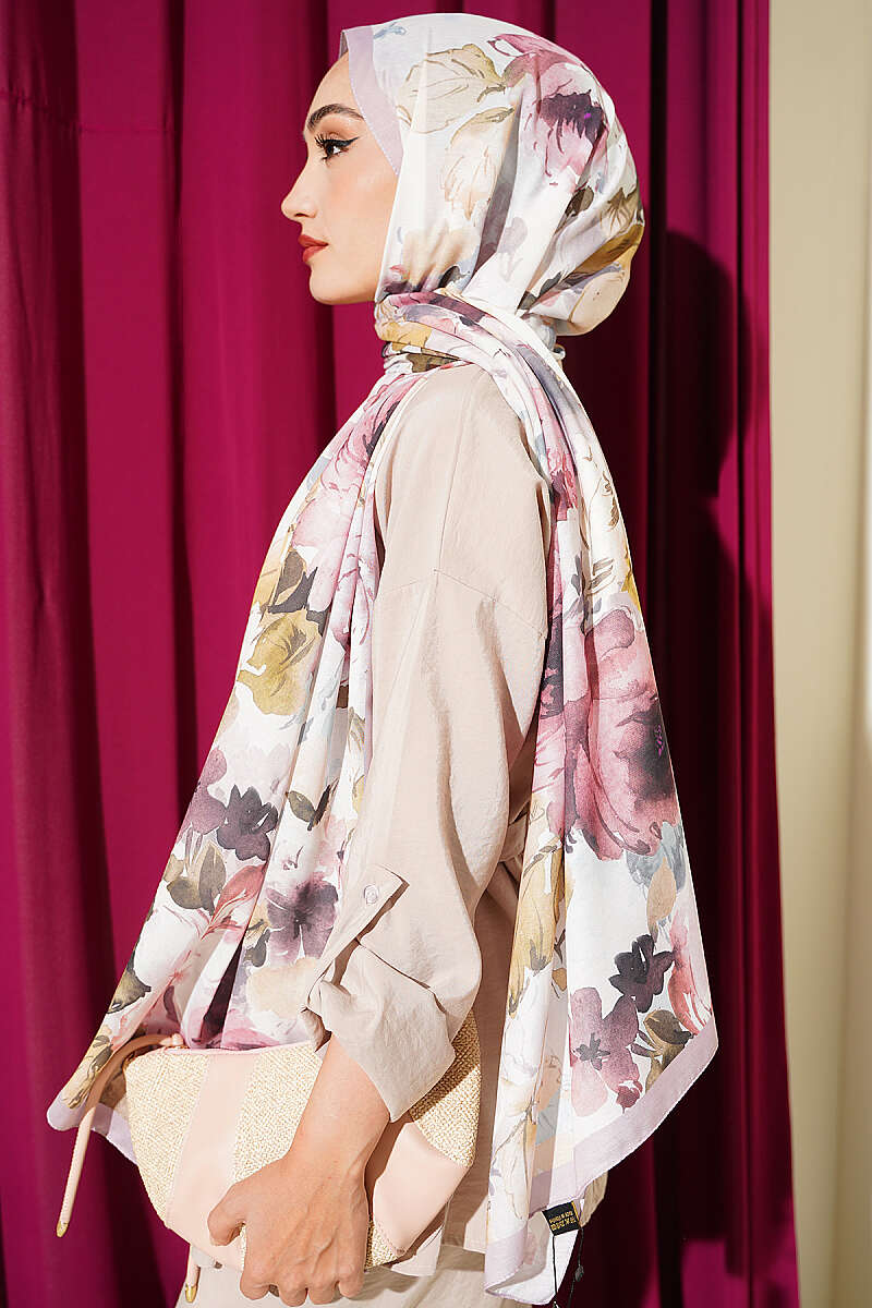 Floral Soft Shawl - Powder