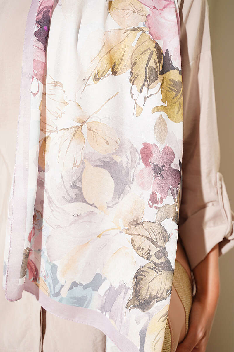 Floral Soft Shawl - Powder
