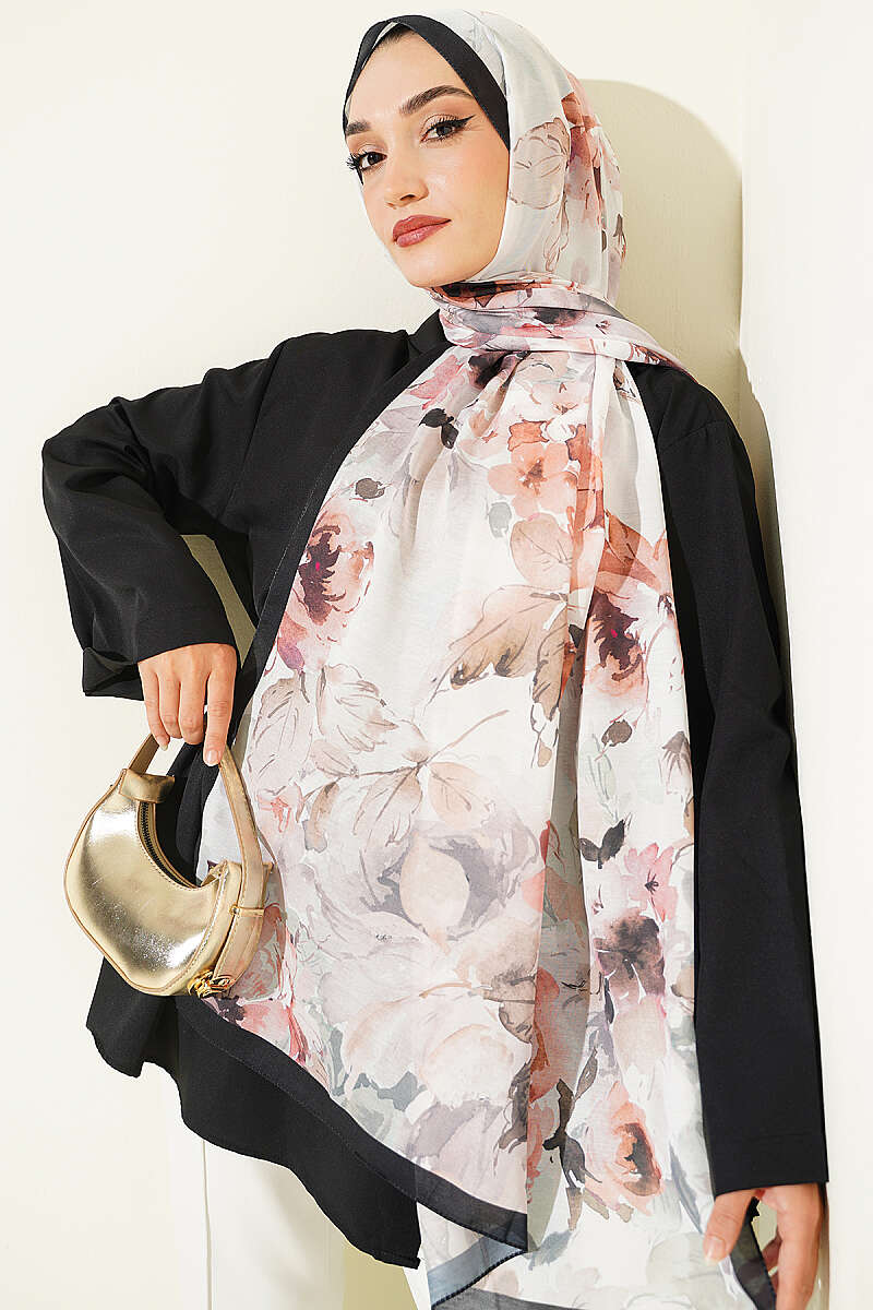 Floral Soft Shawl - Black