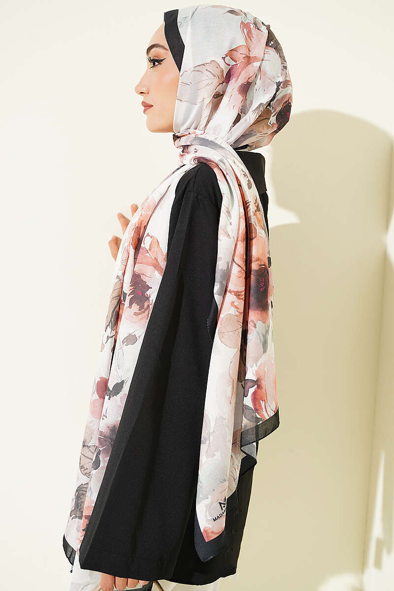 Floral Soft Shawl - Black
