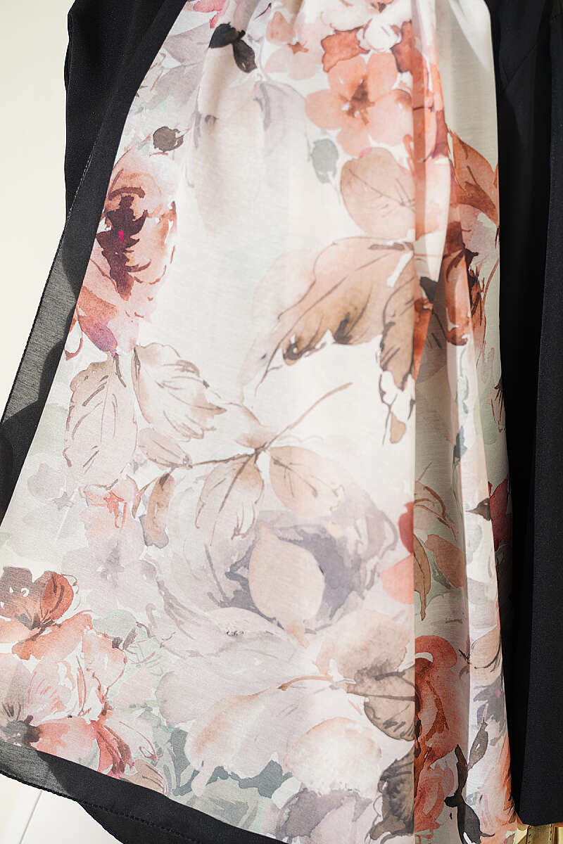Floral Soft Shawl - Black