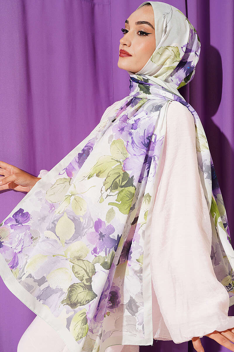 Floral Soft Shawl - Aqua Green