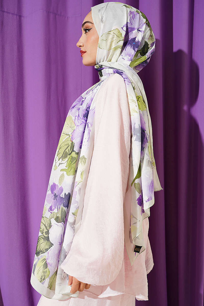 Floral Soft Shawl - Aqua Green