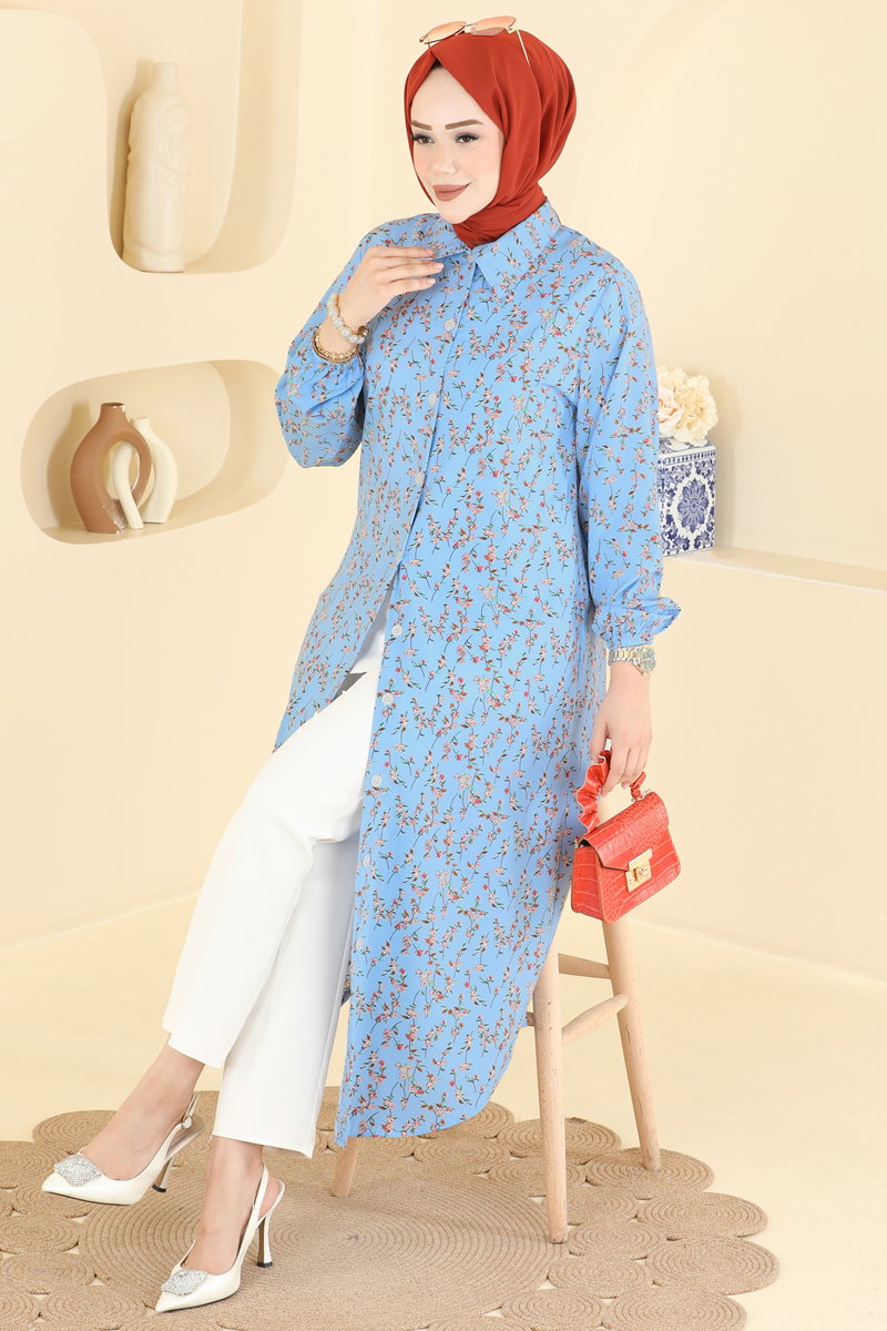 Floral Tunic - Light Blue