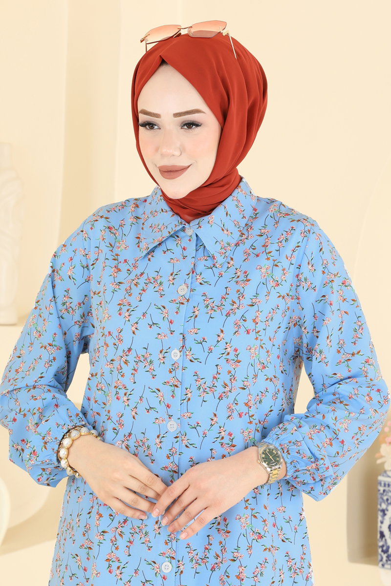 Floral Tunic - Light Blue