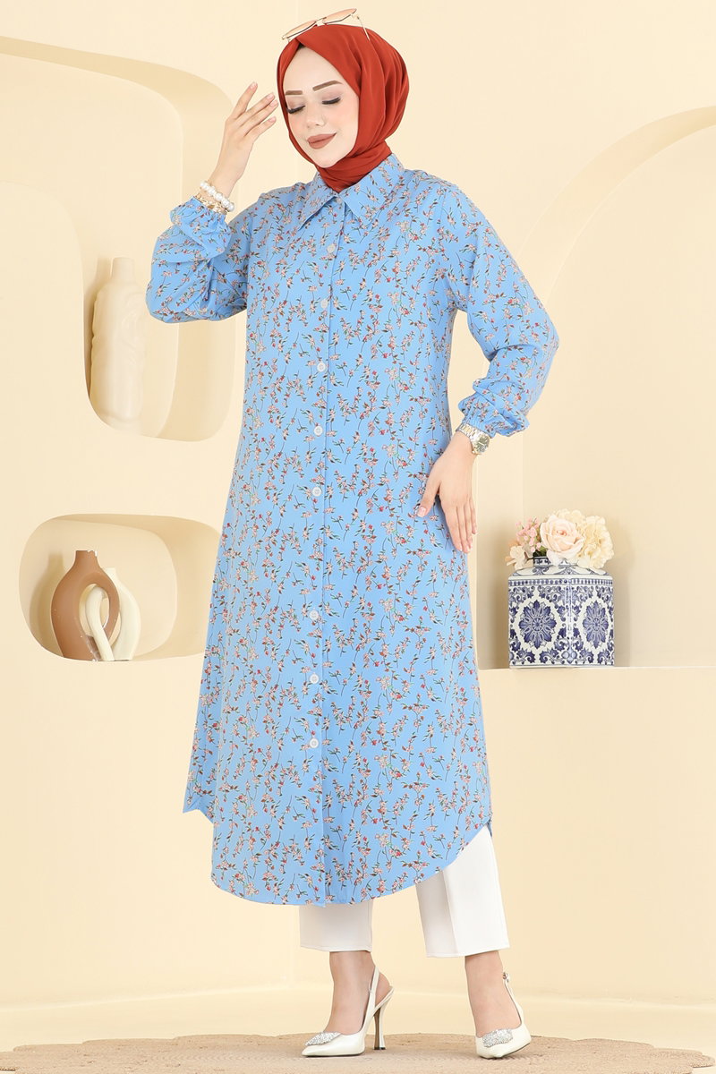 Floral Tunic - Light Blue