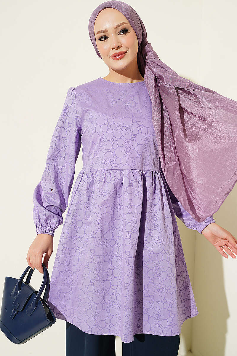 Embossed Floral Tunic - Lilac