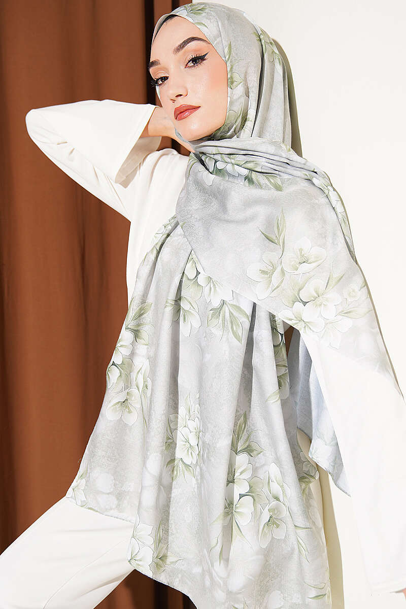 Floral Motif Shawl - Mint