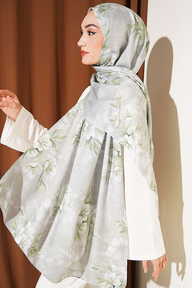 Floral Motif Shawl - Mint