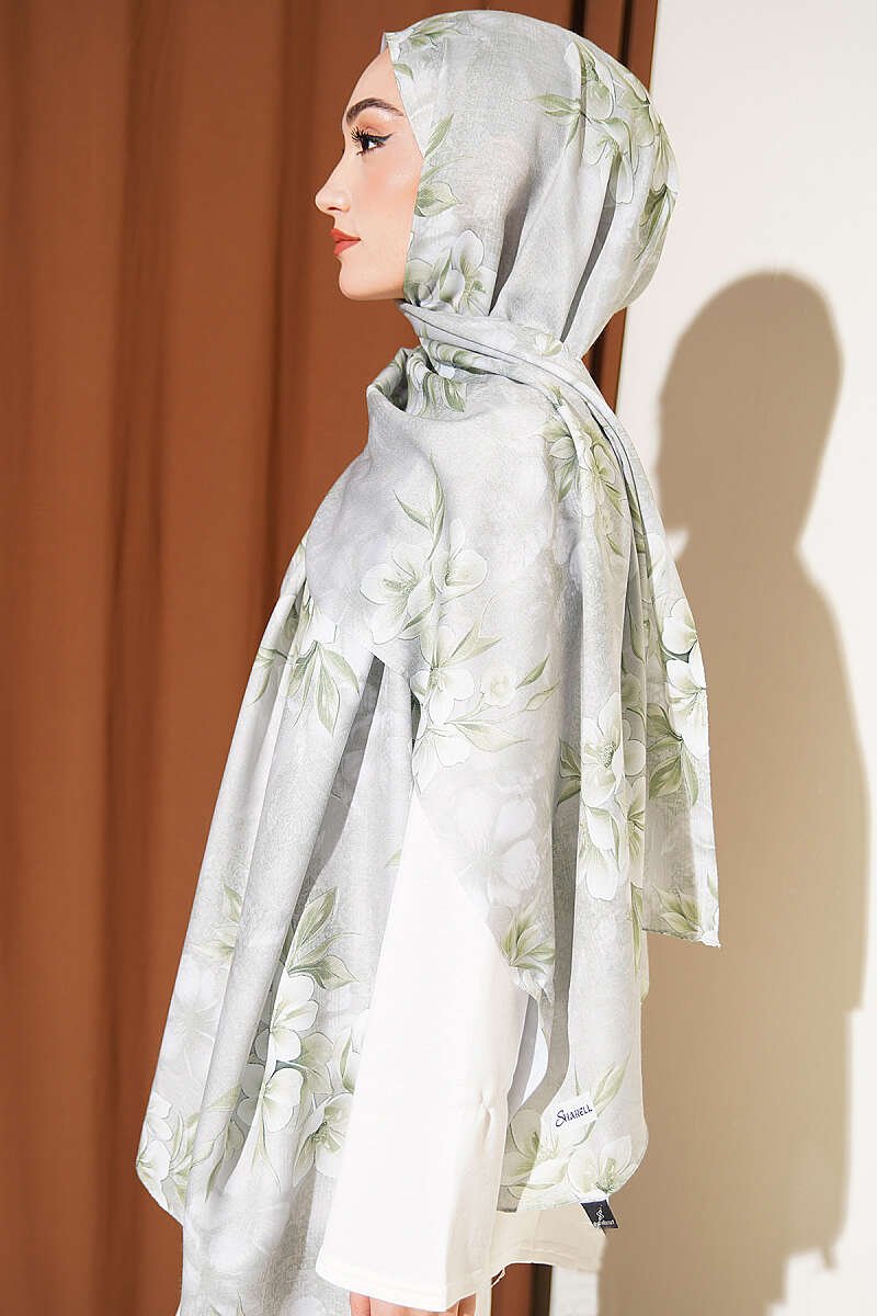 Floral Motif Shawl - Mint