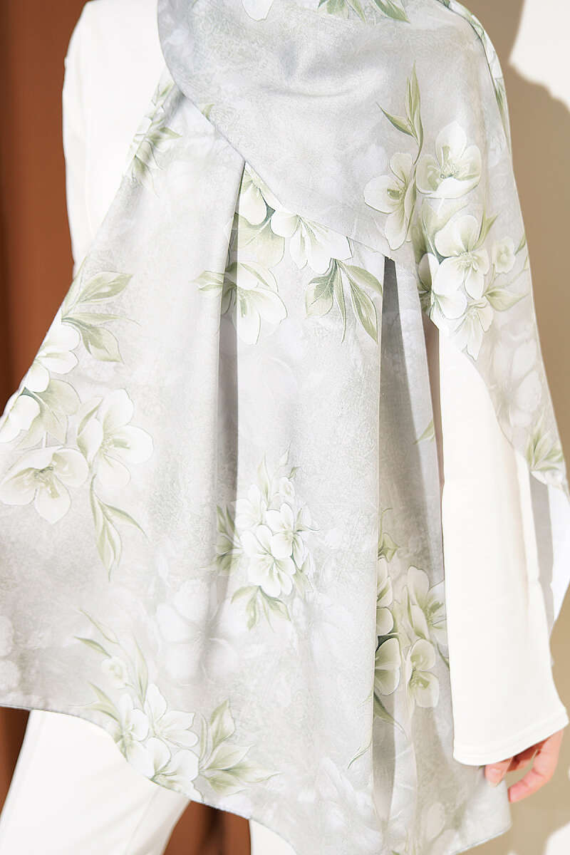 Floral Motif Shawl - Mint